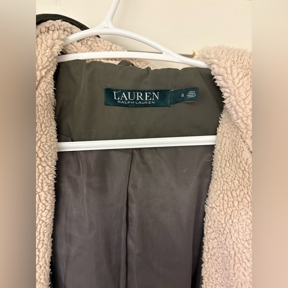 Ralph Lauren Long Down Parka Jacket Women’s Small Fleece Winter Grey Green Coat - Picture 5 of 10